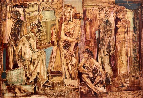 Gerald Meares (1911-1982) Interior with classical figures 18 x 26in.